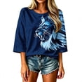 thumbnail image 2 of Warop 3/4 Sleeve Top for Women Fashion World Cup Print Crewneck Blouses Casual Loose Fit Shirts, 2 of 7