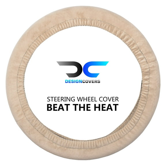 Designcovers Soft Velour Steering Wheel Cover in Sand For Women, Girls and Men,Universal size to fit all steering wheels from 14.5"-15" diameter