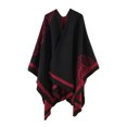 thumbnail image 1 of Jumpingount Poncho de invierno frío para mujer, capa de moda, abrigos portátiles para mantener el calor, chal cálido para fiestas, vestirse para viajes Abrigos y chamarras Rojo oscuro Jumpingount AP013379-05, 1 of 6
