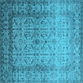 thumbnail image 1 of Ahgly Company Indoor Square Oriental Light Blue Industrial Area Rugs, 3' Square, 1 of 4