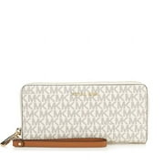 Michael Kors Signature Logo Print Canvas Continental Travel Wallet - Vanilla