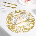 thumbnail image 3 of EcoNesxp pcs Disposable Gold Placemat Set Inch Round Gold Foil Mesh Pressed Table Mat Gold Metal Thin Mesh Table Runner Suitable for Home Decoration Dining Table Wedding Birthday Party Gold, 3 of 5