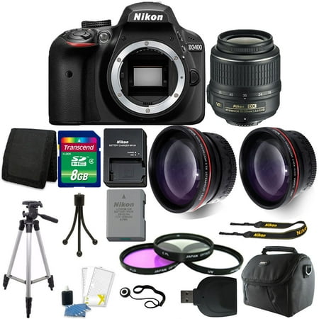 Nikon D3400 Digital SLR Camera 3 lens 18-55mm Lens + Top Value Accessory