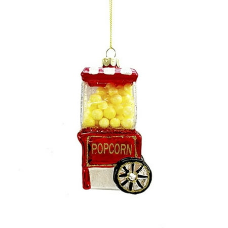 Popcorn Cart Glass Christmas Tree Ornament 2 X 4.25 Inches