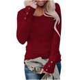 thumbnail image 1 of CEHVOM Chandail Décontracté pour Femmes Manches Longues Bouton Col Rond Tees Tops, 1 of 7