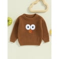 thumbnail image 4 of Qtinghua Toddler Baby Boy Girl Thanksgiving Outfit Long Sleeve Turkey Knit Sweater Oversized Sweatshirt Pullover Warm Kids Top, 4 of 9