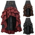 thumbnail image 2 of Skymirror Women Skirt High Waist Irregular Ruffle Patchwork Color Matching Retro Scattered Medieval Royal Style Lady Maxi Skirt Performance Costume, 2 of 8