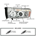 thumbnail image 3 of Spec-D Tuning Chrome Housing Clear Lens Projector Headlights Compatible with 1994-2001 Dodge Ram 1500/2500/3500, Left + Right Pair Headlamps Assembly, 3 of 5