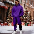 thumbnail image 3 of Nokdvo Mens Sweatsuits Long Sleeve Sweatsuit with Pockets Solid Color Hoodies Sweatsuit Sets Lounge Sports Jogging Fashion Casual Hooded Outfit,Purple L, 3 of 4