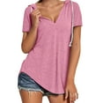 thumbnail image 1 of Sudadera con capucha para mujer - Top informal de manga larga y cuello en V, 1 of 5