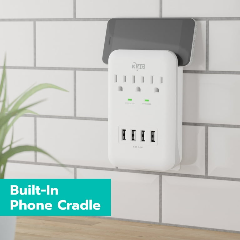 KMC Surge Protector Wall Tap with Shelf and 4 USB photo 5