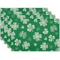 thumbnail image 1 of Ensemble de 4 Napperons pour la Saint-Patrick Printemps Vacances Trèfle Vert Lavable Antidérapant Résistant à la Chaleur 12x18 Pouces Tapis de Table en Lin Rustique pour Décoration de Cuisine Fête, 1 of 6