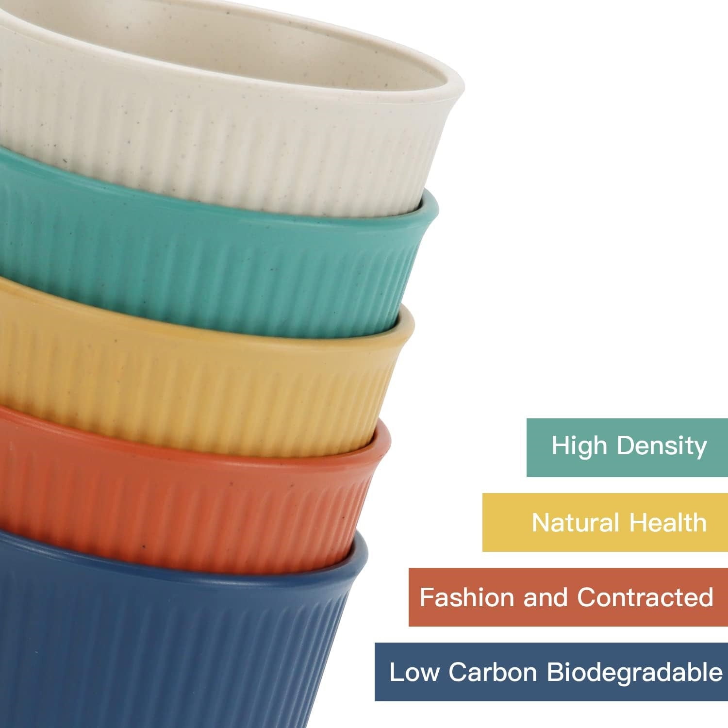 8Pcs Unbreakable Drinking Cups,Bexikou Plastic Drinking Tumbler for Kids Adults Toddler,12oz Reusable Wheat Straw Cup for Kitchen,Multicolor Stackable Travel Tumbler Cups