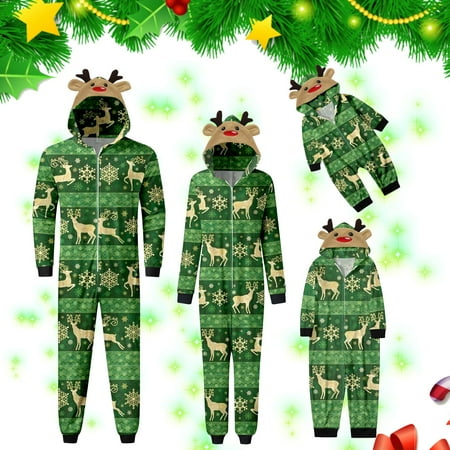 

Christmas Pajamas For Family Womens Mom Merry Homewear Hoodie Pretty Print Jumpsuit Outfit Matching Christmas Pjs For Family