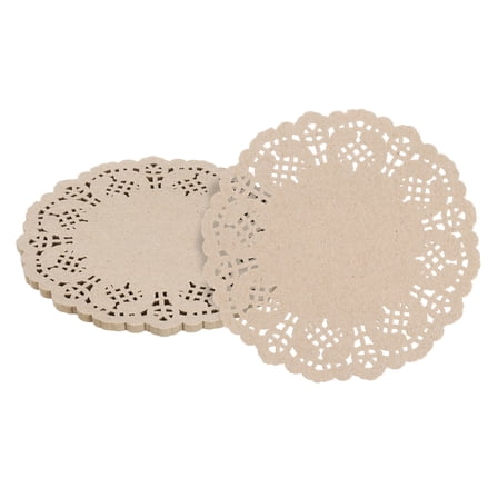 100pcs Paper Doilies, 5.5 Inch Lace Paper Doilies, Disposable Paper Placemats Brown