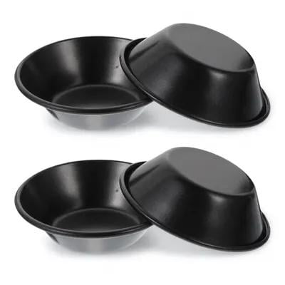 IMIKEYA 4Pcs Carbon Steel Baking Molds Non Stick Round Pie Pans for Home Kitchen and Restaurant Use Black
