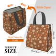 thumbnail image 3 of Daisy Pioneer Flower Brown Pattern Insulated Lunch Bag for Women Men, Large Portable Soft Cooler Tote, Thermal Food Storage Bag with Pearl Cotton, 8.66L, 8.75"x5.75"x9.5", 3 of 6