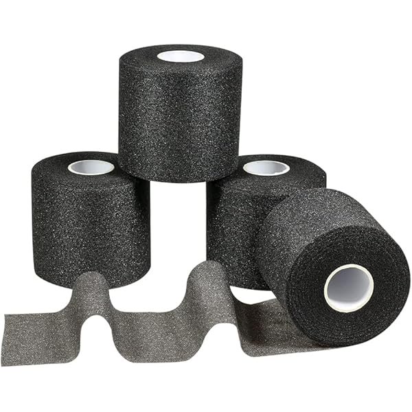 wonima44 4 Rolls Pre Wrap Tape 2.75 Inch x 30 Yards Prewrap Athletic Tape, Prewrap Headbands for Hair Soccer, Foam Underwrap Sports Wrap for Wrists Elbows Knees Ankles, Avoid Skin Injuries (Black)