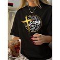 thumbnail image 1 of Letter Print Crew Neck T-shirt, Casual Short Sleeve Top For Spring & Summer, Women's Clothing, 1 of 7