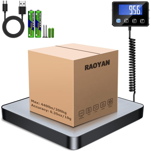 Báscula de envío RAOYAN de 200 kg con plataforma de acero inoxidable