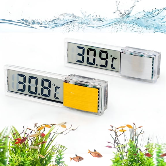 ACDANC Stick-on Digital Aquarium Thermometer, Suitable for Saltwater and Freshwater, Mini Fish Tank Thermometer for Fish, Lizards, Turtles and Other Reptiles (Golden)