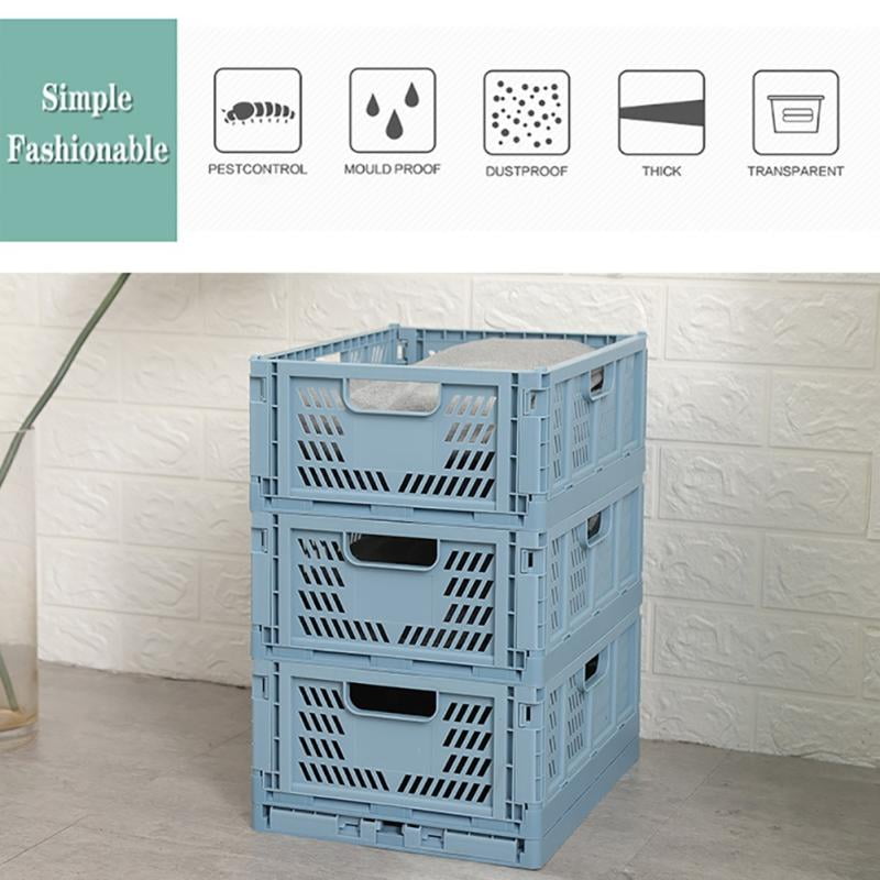 4PCS Storage Folding Basket Plastic Weave Baskets Organizing Containers