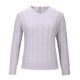 thumbnail image 3 of Suéter de cuello redondo para mujer, suéter de punto con cuello redondo, color liso, manga larga, flores torcidas, cuello en V, suéter para mujer, top para mujer, 3 of 6