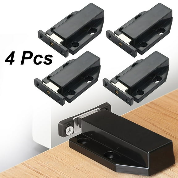 4pcs Magnetic Touch Latch for Cabinet Door Push to Open Black Heavy Duty