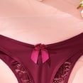 thumbnail image 6 of VONCOS Womens Seamless Thong with Lace & Bow - No Show Underwear for Everyday, Soft Stretch Comfort, Red,Size S, 6 of 9