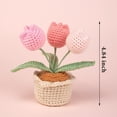 thumbnail image 4 of Tulips Crochet Flowers Potted Plants, Three Tulips in One Artificial Flower, Knitted Flowers Desk Home Decor, Forever Tulips Gifts for Mother's Day, Valentine's, Thanksgiving (Pink), 4 of 7