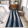 thumbnail image 4 of 2'x6' Rug Runners for Hallways Kitchen, Navy Blue Ombre Non Slip Entryway Beside Floor Carpet Runner, Modern Abstract Moire Washable Laundry Room Bedroom Throw Rugs Mat for Family Pet, 4 of 8