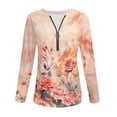 thumbnail image 4 of Blmnix Orange Sports Tops for Women Floral Early Fall Women Polo Shirts for Work Athleisure Long Sleeve V-Neck Tops, 4 of 5