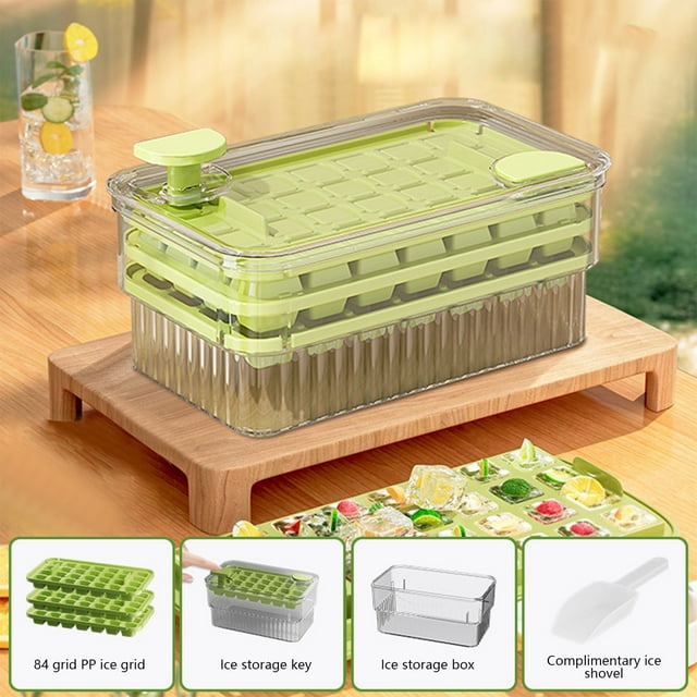 Chmadoxn Kitchen Gadgets, Kitchen Accessories, Easy Release Ice Cubes Tray With Lid And Bin 3 Pack Ice Cubes Trays For Freezer 84 Pcs Ice Trays For Whiskey Cocktail Tea Coffee Ice Cube