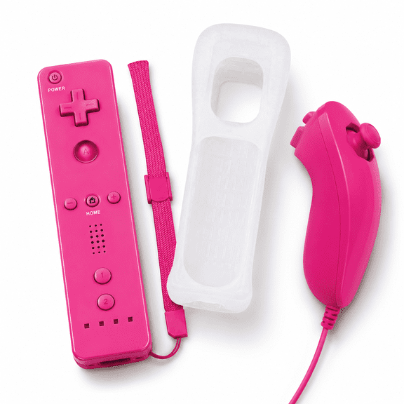 Remote Controller and Nunchuck Joystick Pink Compatible for wii/wii u