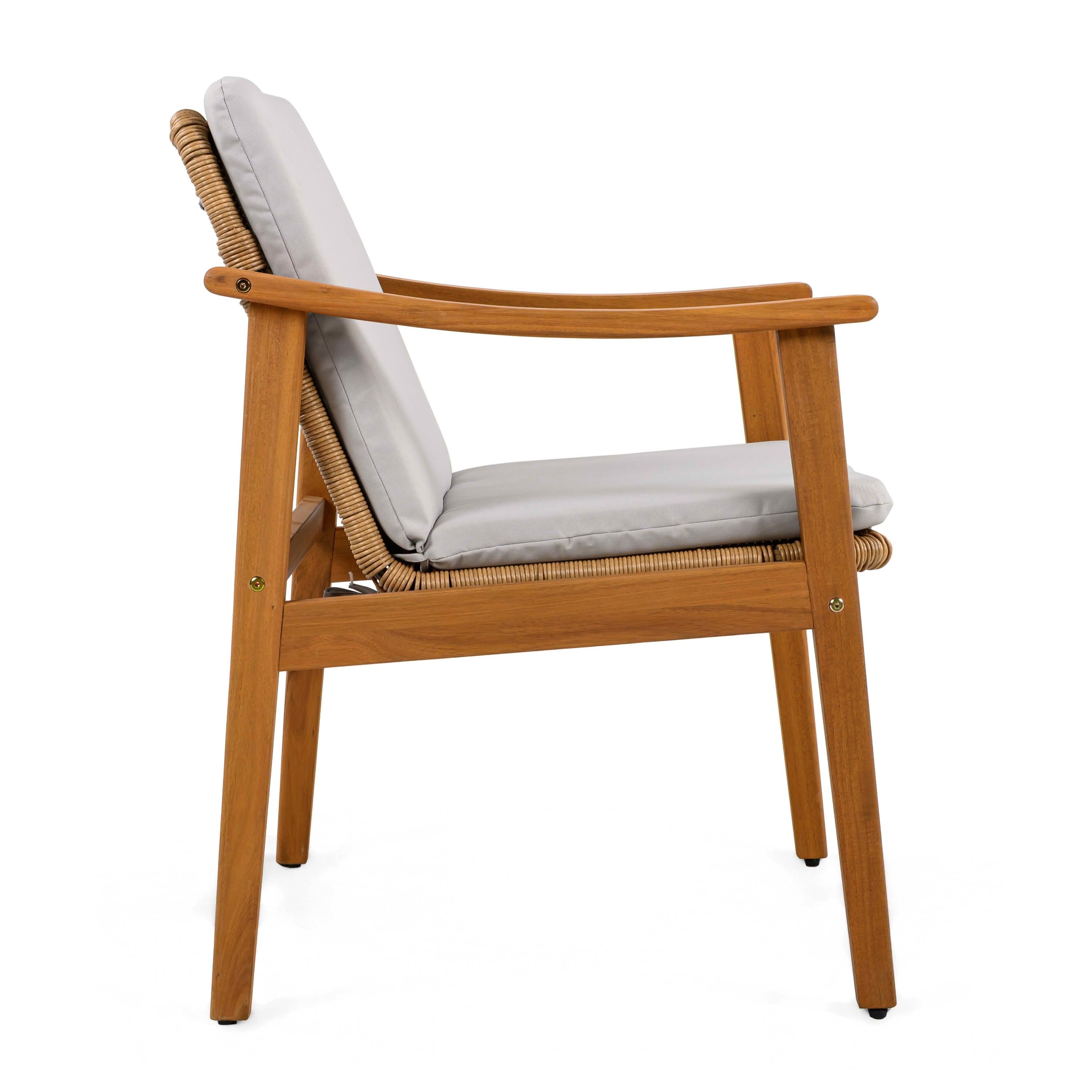 MAYEERTY Set of 2 Patio Acacia Wood Outdoor Chairs with PE Wicker & Waterproof Cushion 400lbs Capacity