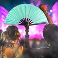 thumbnail image 7 of Glitter Mermaid Green Large Hand Fan – Folding Handheld Fan for Raves, Parties, Costumes, and Dancing, 7 of 7