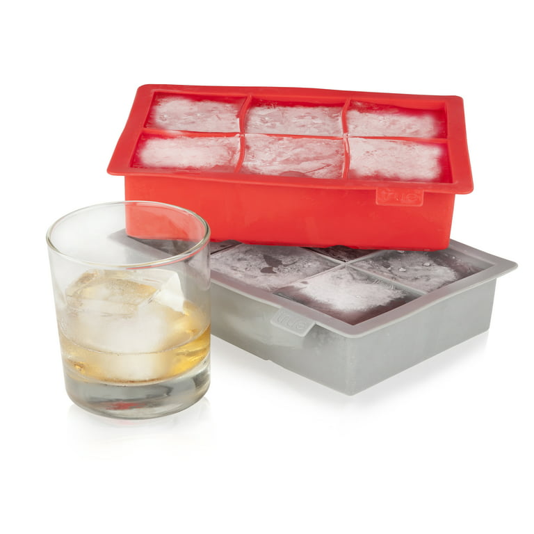 True Marble Ice Cube Tray - Extra Large Square Ice Cube Trays - Dishwasher  Safe Flexible Silicone - Makes 2 Inch Ice Cubes - Red Ice Cube Mold Set of