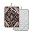 thumbnail image 2 of 2 Pack Pot Holders for Kitchen Heat Resistant Hot Pads Sets for Cooking Baking Retro Style Shape Pattern, 2 of 7