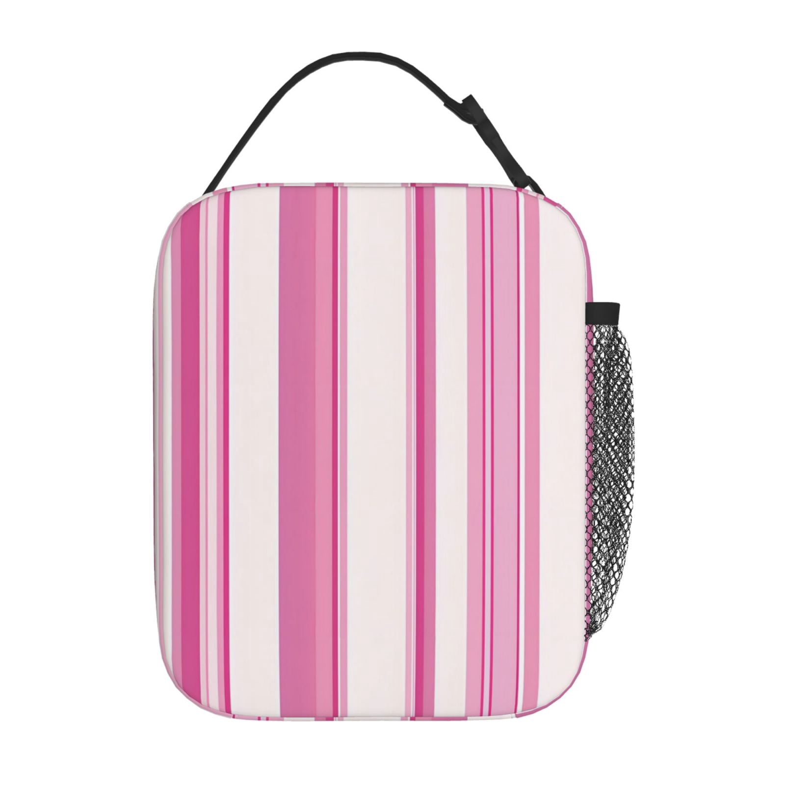 Lunch Bag For Women Men Insulated Portable Lunch Box Bento Box Office Picnic Travel Cooler Bag Pink Stripe_1