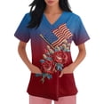 thumbnail image 3 of 250th Anniversary USA Scrub Tops Women American Flag Print Stretch V Neck Scrubs 4th of July Nurse Working Uniforms with Pockets, 3 of 4