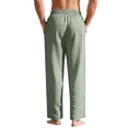thumbnail image 3 of Zimjoy Men's Casual Pants Loose Straight Bamboo Linen Trousers Elastic Waist Drawstring Summer Lounge Pants, Light Green XL, 3 of 4