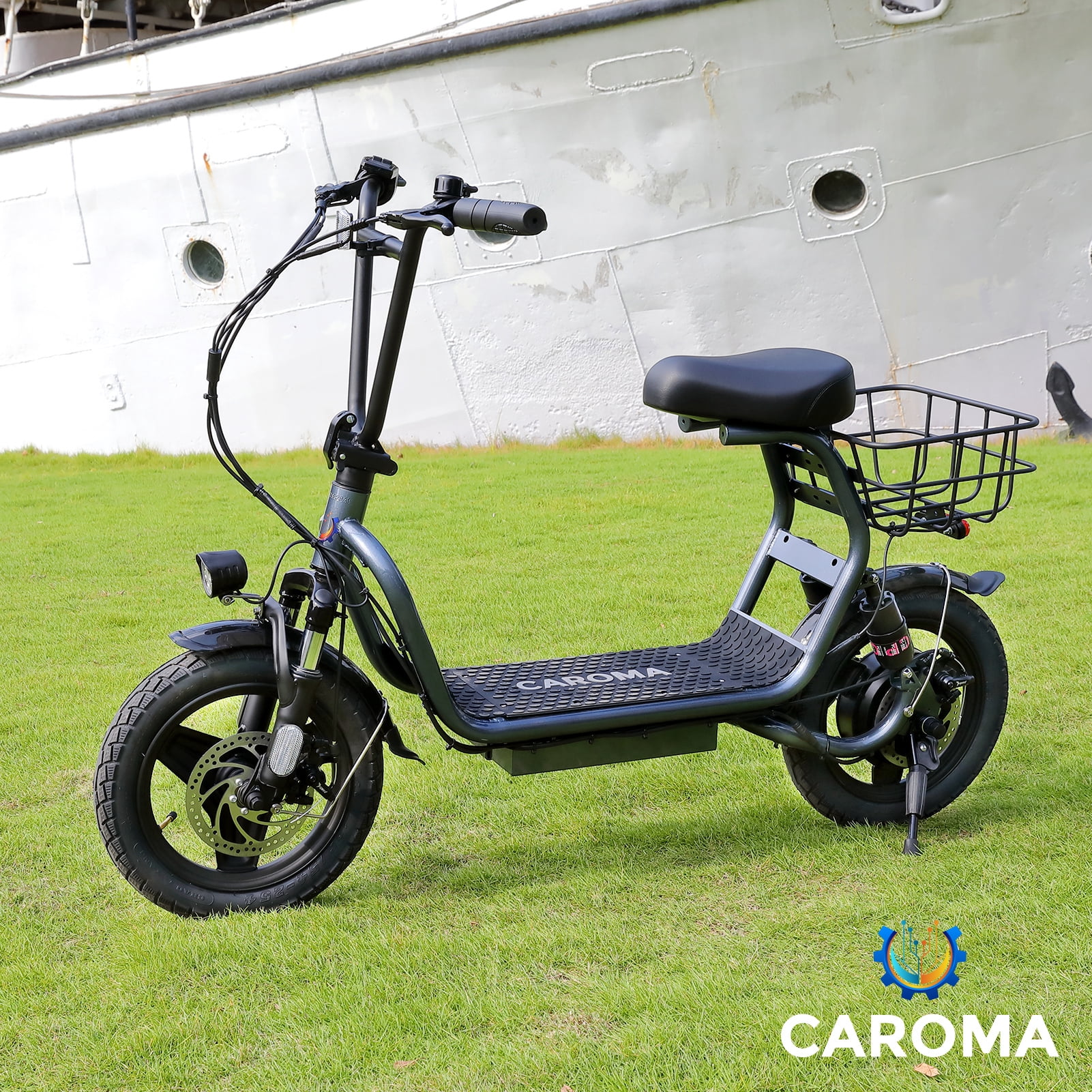 HOTEEL Peak 500W Adults Electric Scooter with Seat, 14" Off-road Tires, 3 Speeds 20 MPH Max, 15 Miles Range Folding Electric Scooter, Black