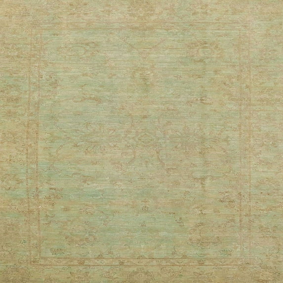 Ahgly Company Indoor Square Abstract Copper Green Oriental Area Rugs, 3' Square