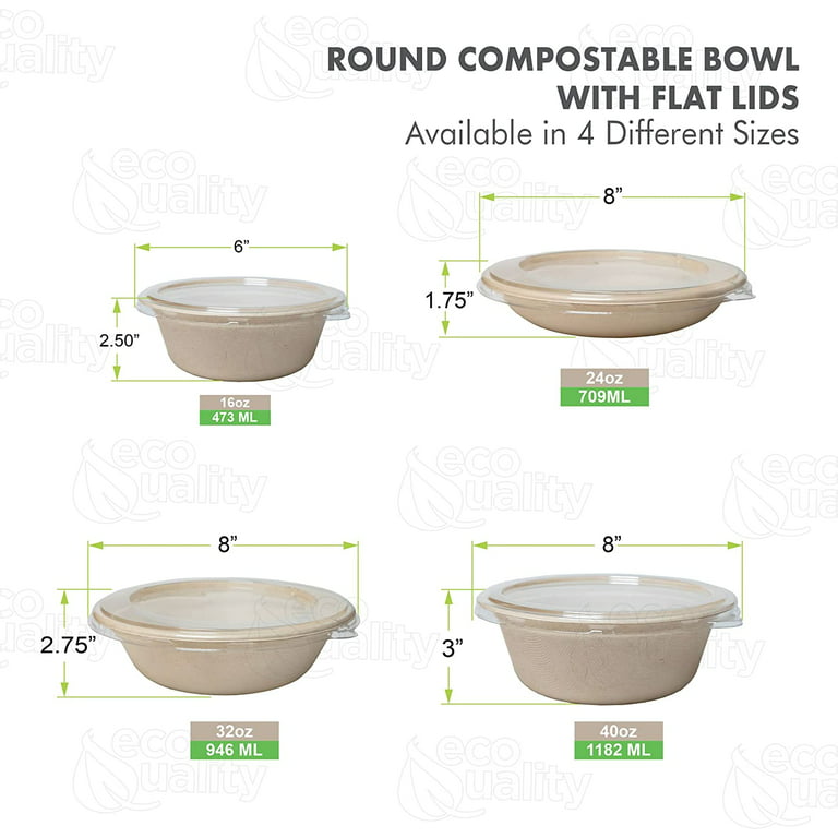 Recyclable Large 160 Oz Serving Bowls with Lids 4pk. Fit Any Party Sized  Hot or Cold Food or Dessert With Our Catering-Grade Big Disposable Bowl  With