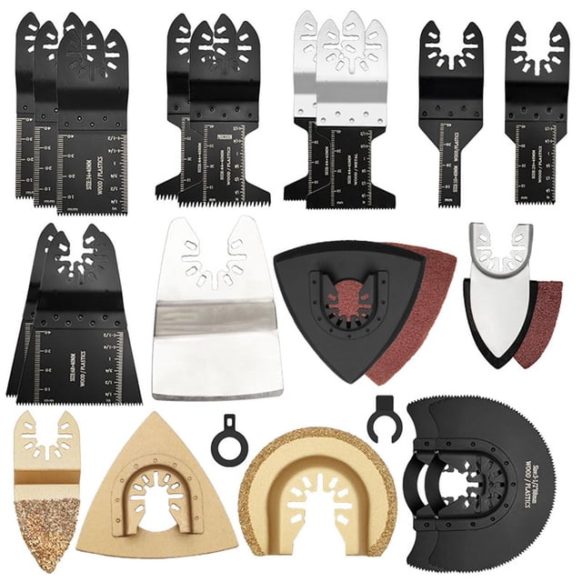 ADILIKADII 81 Pzs Juego de Cuchillas Oscilante, Kit de Cuchillas Multiherramienta con Almohadilla de Lijado, Hojas de Sierra Oscilantes de Titanio Cortadores para PVC Metal