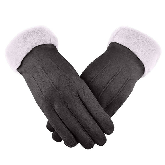 Penkiiy Winter Gloves for Women Womens Gloves Touchable Screen Lady Winter Suede Gloves Warm Windproof Thick Gloves Full Finger Mittens For Outdoor Black Gloves