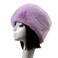 thumbnail image 3 of Opolski Beanie Flat Top Windproof Brimless Russian Style Women Thick Fluffy Faux Fur Winter Hat Purple, 3 of 8