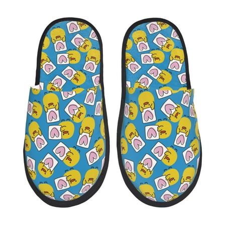 

Yiaed Lovely Duck Print Unisex House Slippers Slip on Warm Shoes Indoor Outdoor with Anti-slip sole-Medium