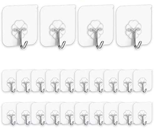 All-Purpose Large Adhesive Hooks, 12-Pack 20 lb(Max) Removable Wall Hooks for Hanging, Large Waterproof Stick on Hooks for Organization