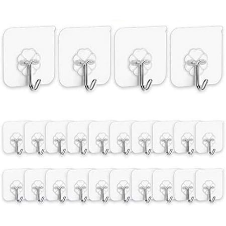 

Wall Hooks 13lb(Max) Transparent Reusable Seamless Hooks Waterproof and Oilproof Bathroom Kitchen Heavy Duty Self Adhesive Hooks 12 Pack